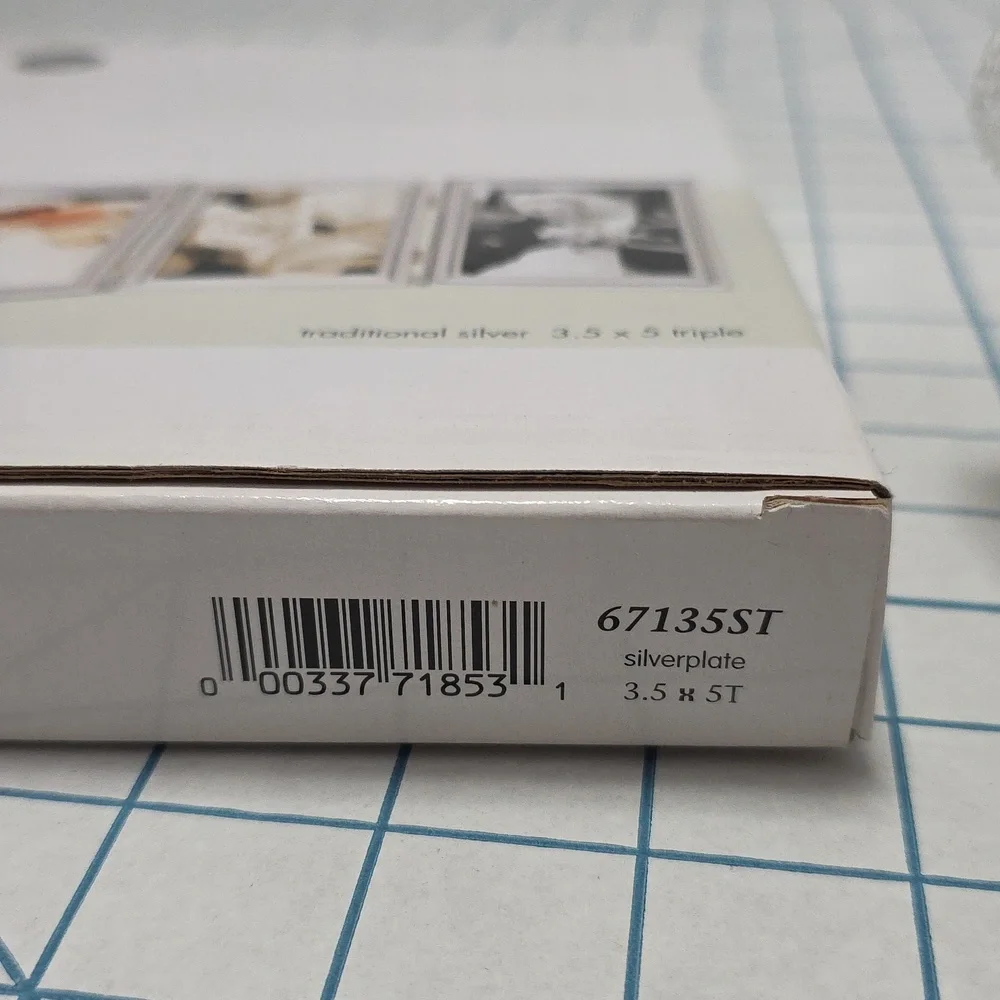 Elegant Silver‎ Triple Photo Frame, Fetco NIB